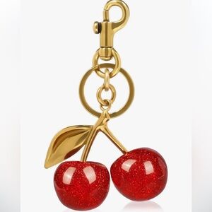 Cherry bag charm with golden hardware